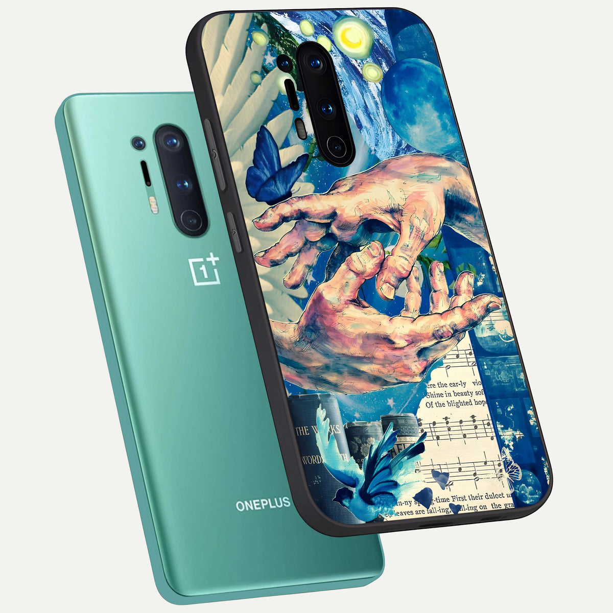  Aesthetic Divider phone case For OnePlus 8 Pro showing premium glass back cover with detailed artwork