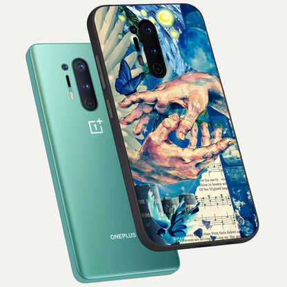  Aesthetic Divider phone case For OnePlus 8 Pro showing premium glass back cover with detailed artwork