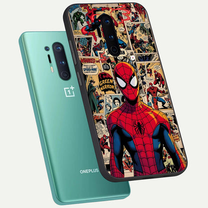  Aesthetic Spider phone case For OnePlus 8 Pro showing premium glass back cover with detailed artwork