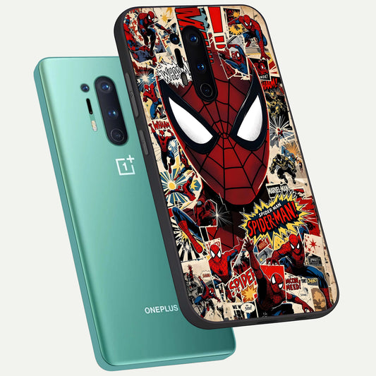  Aesthetic Wonder Spider phone case For OnePlus 8 Pro showing premium glass back cover with detailed artwork