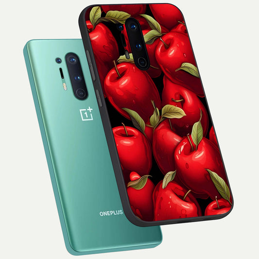  Apple Pattern phone case For OnePlus 8 Pro showing premium glass back cover with detailed artwork