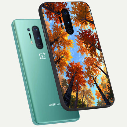  Autumn Sky Rise phone case For OnePlus 8 Pro showing premium glass back cover with detailed artwork