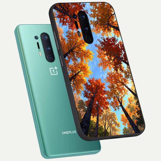  Autumn Sky Rise phone case For OnePlus 8 Pro showing premium glass back cover with detailed artwork