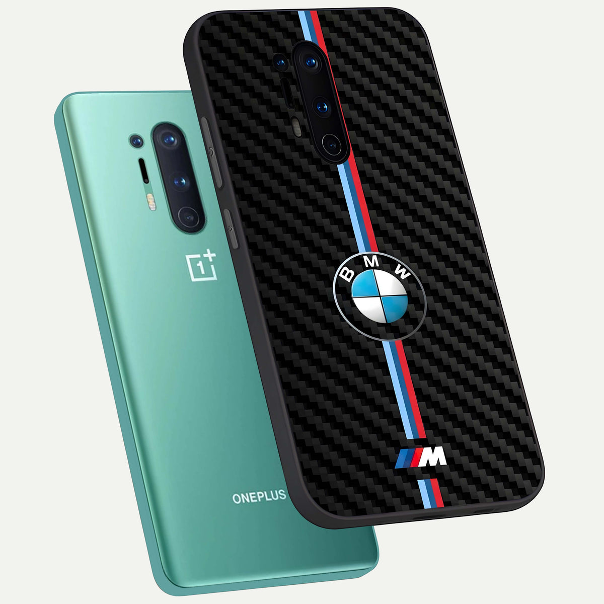  BMW Pattern phone case For OnePlus 8 Pro showing premium glass back cover with detailed artwork