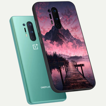  Beautiful Mountain View phone case For OnePlus 8 Pro showing premium glass back cover with detailed artwork