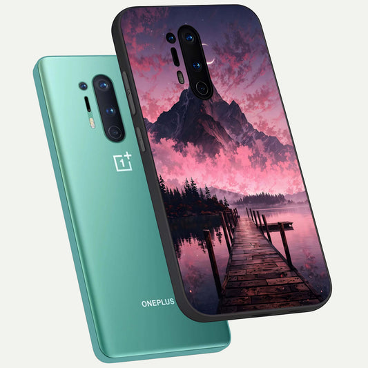  Beautiful Mountain View phone case For OnePlus 8 Pro showing premium glass back cover with detailed artwork