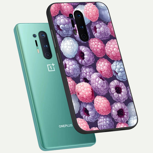  Berry Candy Pop phone case For OnePlus 8 Pro showing premium glass back cover with detailed artwork