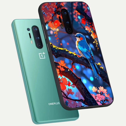  Blooming Water Drift phone case For OnePlus 8 Pro showing premium glass back cover with detailed artwork