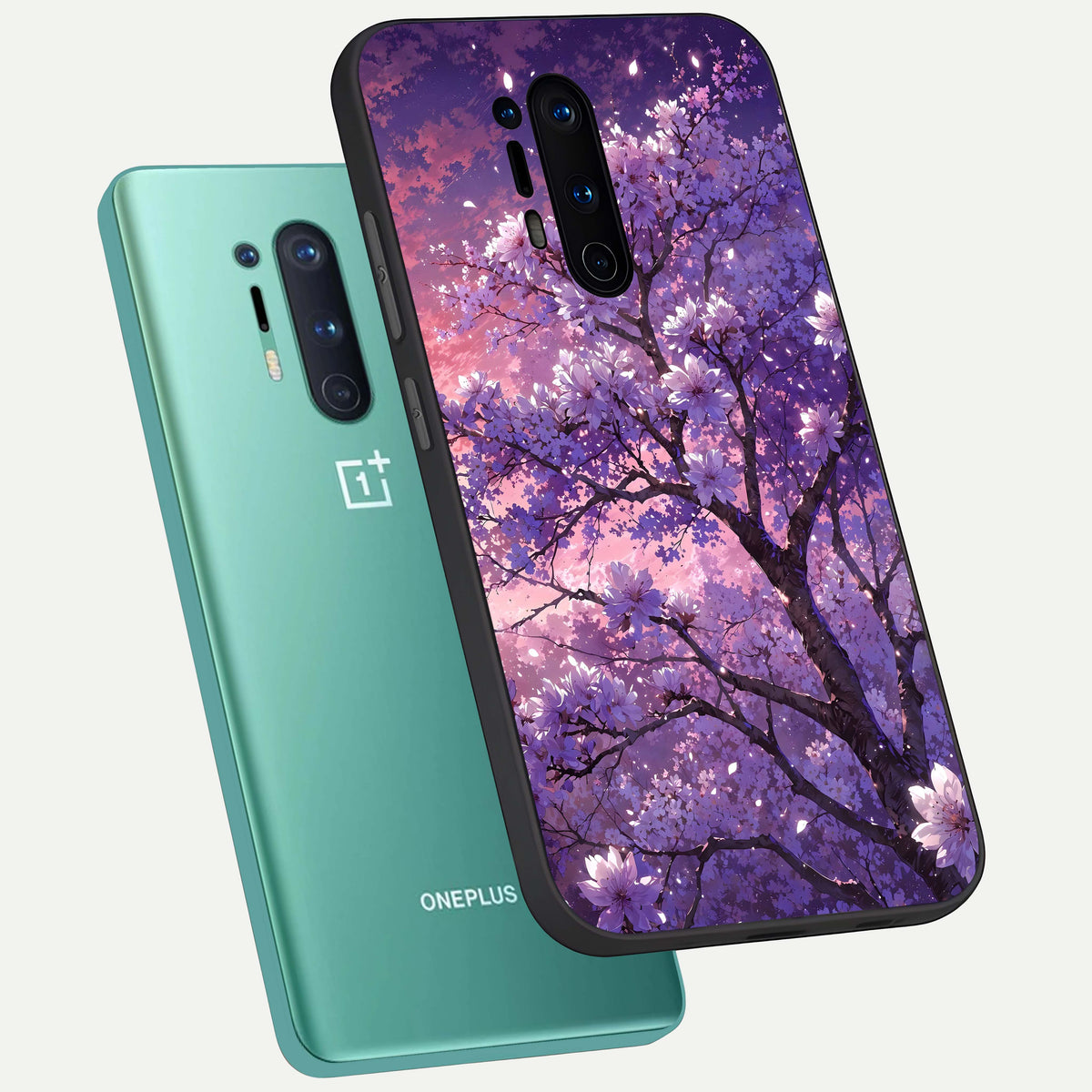 Blossom Tree phone case For OnePlus 8 Pro showing premium glass back cover with detailed artwork