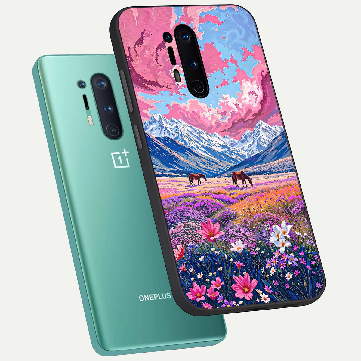  Blossom Valley Dream phone case For OnePlus 8 Pro showing premium glass back cover with detailed artwork