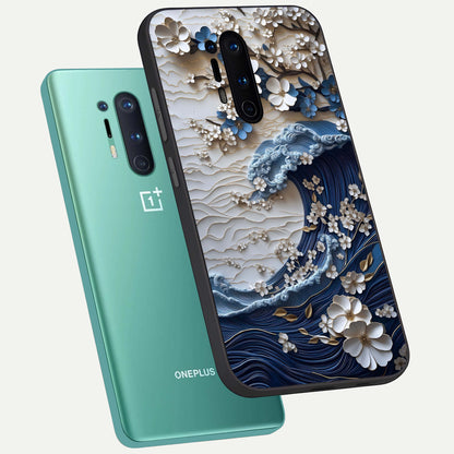  Blossom Wave Art phone case For OnePlus 8 Pro showing premium glass back cover with detailed artwork