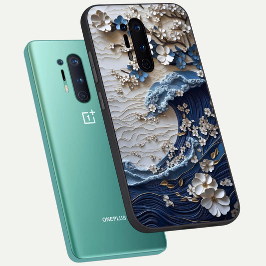  Blossom Wave Art phone case For OnePlus 8 Pro showing premium glass back cover with detailed artwork