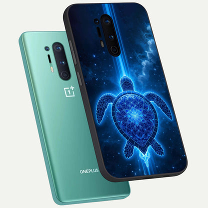  Blue Galaxy Turtle phone case For OnePlus 8 Pro showing premium glass back cover with detailed artwork
