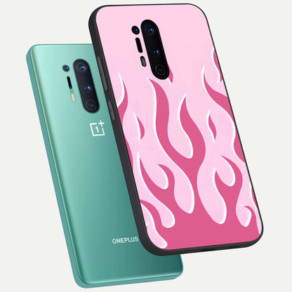  Blush Flame Energy phone case For OnePlus 8 Pro showing premium glass back cover with detailed artwork