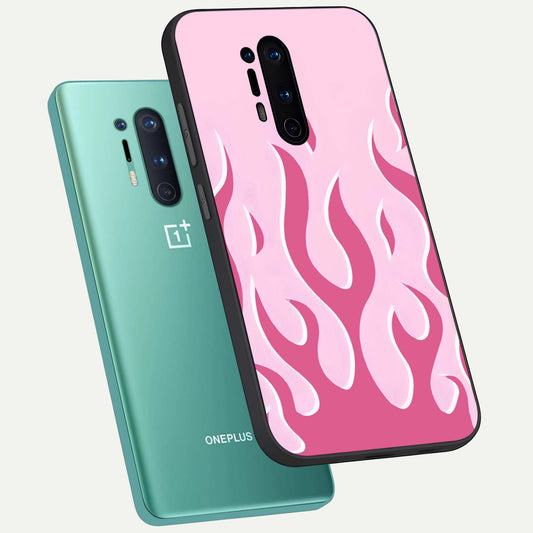  Blush Flame Energy phone case For OnePlus 8 Pro showing premium glass back cover with detailed artwork