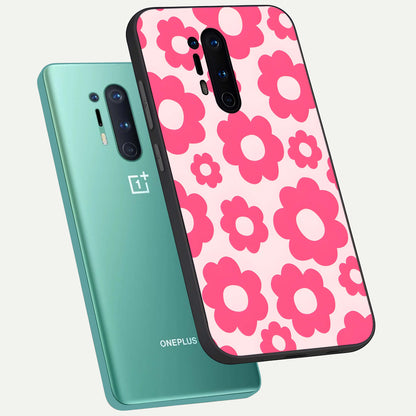  Blush Flower Pop phone case For OnePlus 8 Pro showing premium glass back cover with detailed artwork