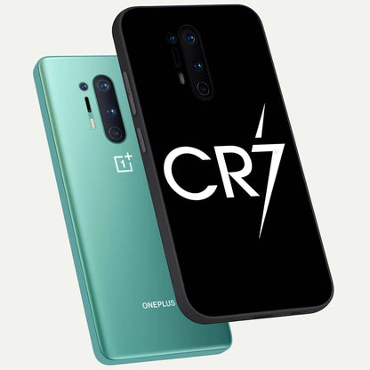  CR7 Elite Strike phone case For OnePlus 8 Pro showing premium glass back cover with detailed artwork