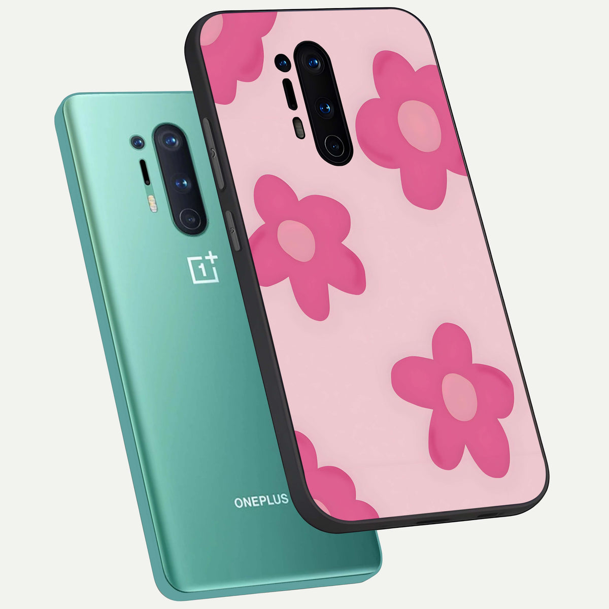  Candy Bloom Dreams phone case For OnePlus 8 Pro showing premium glass back cover with detailed artwork