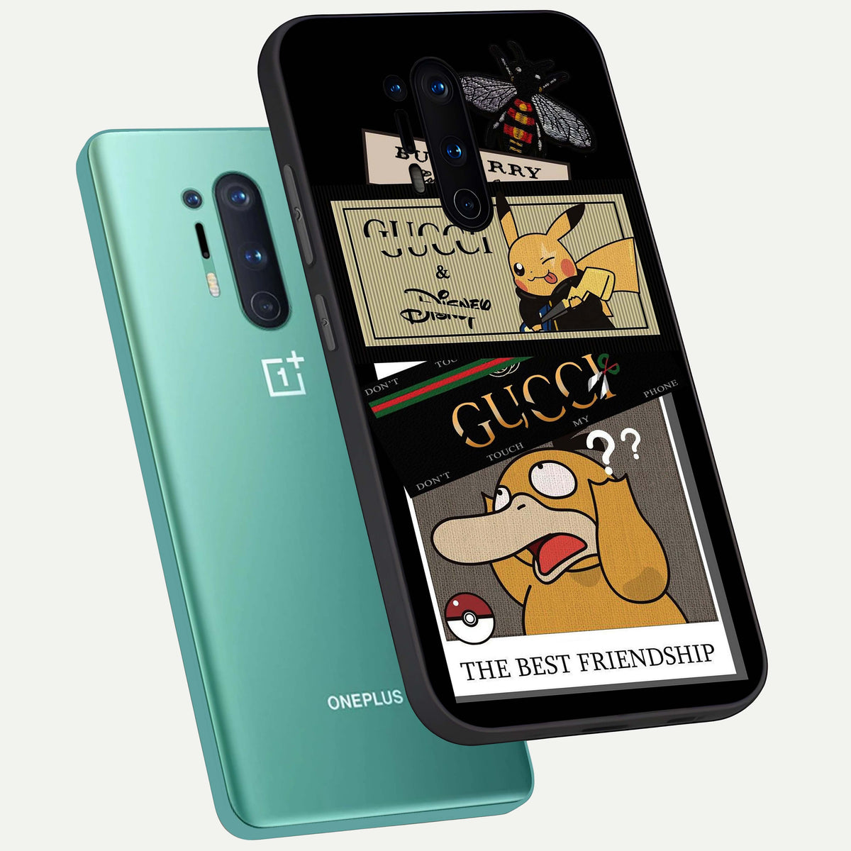  Cartoon Brand Play Mashup phone case For OnePlus 8 Pro showing premium glass back cover with detailed artwork