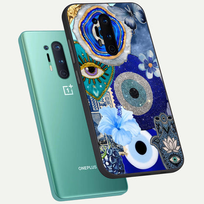  Celestial Blue Vision phone case For OnePlus 8 Pro showing premium glass back cover with detailed artwork