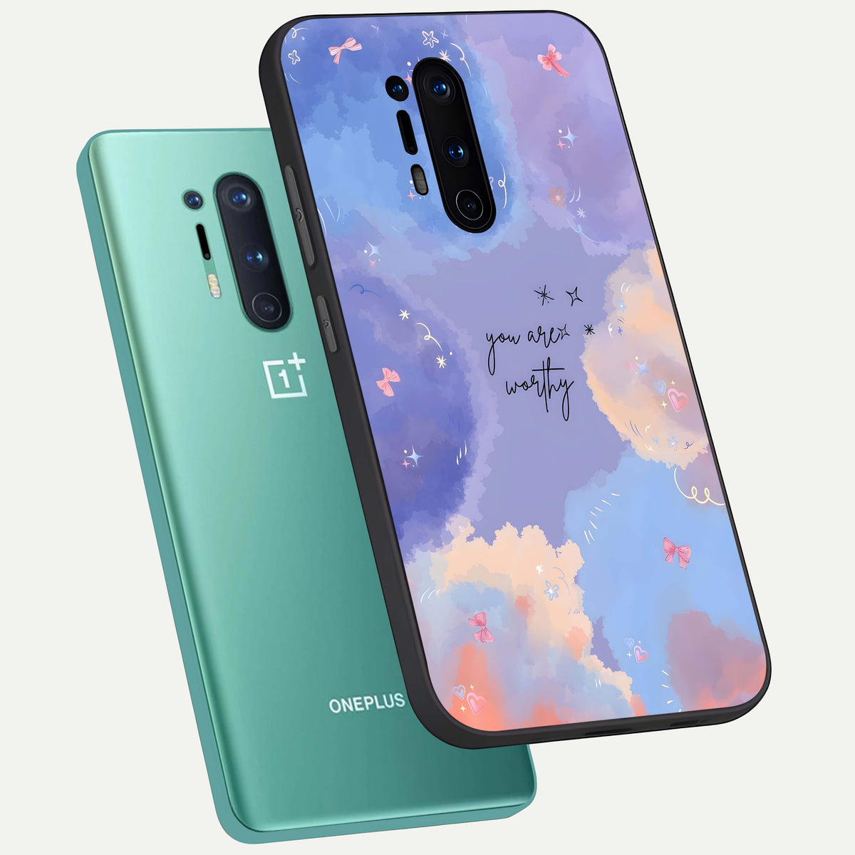  Celestial Cloud Magic phone case For OnePlus 8 Pro showing premium glass back cover with detailed artwork