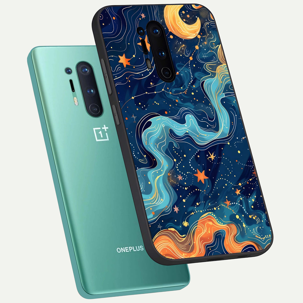  Celestial Dream Flow phone case For OnePlus 8 Pro showing premium glass back cover with detailed artwork
