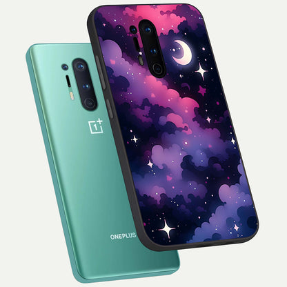  Celestial Moon Magic phone case For OnePlus 8 Pro showing premium glass back cover with detailed artwork