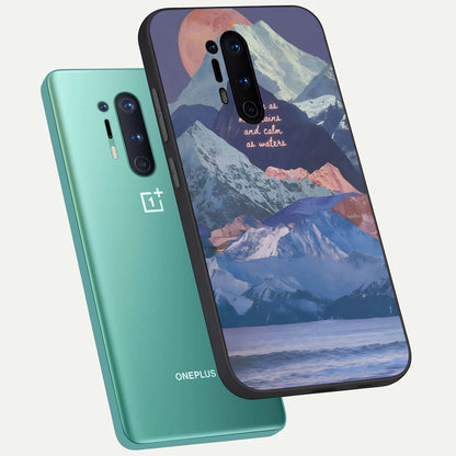  Celestial Mountain Calm phone case For OnePlus 8 Pro showing premium glass back cover with detailed artwork