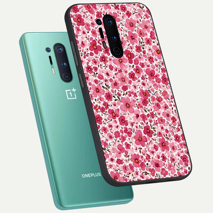 Cherry Blossom Charm phone case For OnePlus 8 Pro showing premium glass back cover with detailed artwork