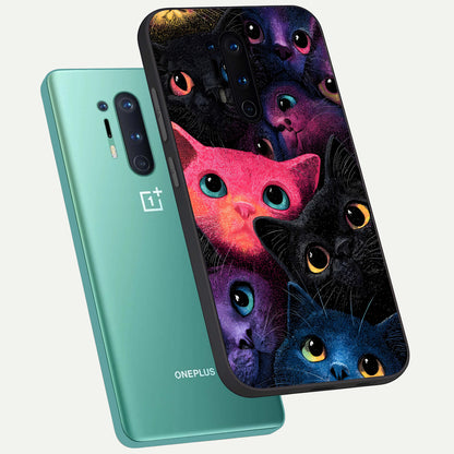  Cosmic Cats Dreams phone case For OnePlus 8 Pro showing premium glass back cover with detailed artwork