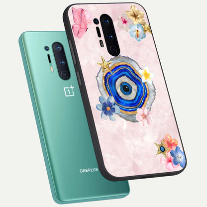  Divine Aura Bloom phone case For OnePlus 8 Pro showing premium glass back cover with detailed artwork