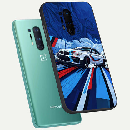  Drift Power Rush phone case For OnePlus 8 Pro showing premium glass back cover with detailed artwork