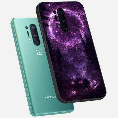  Eternal Cosmic Drive phone case For OnePlus 8 Pro showing premium glass back cover with detailed artwork