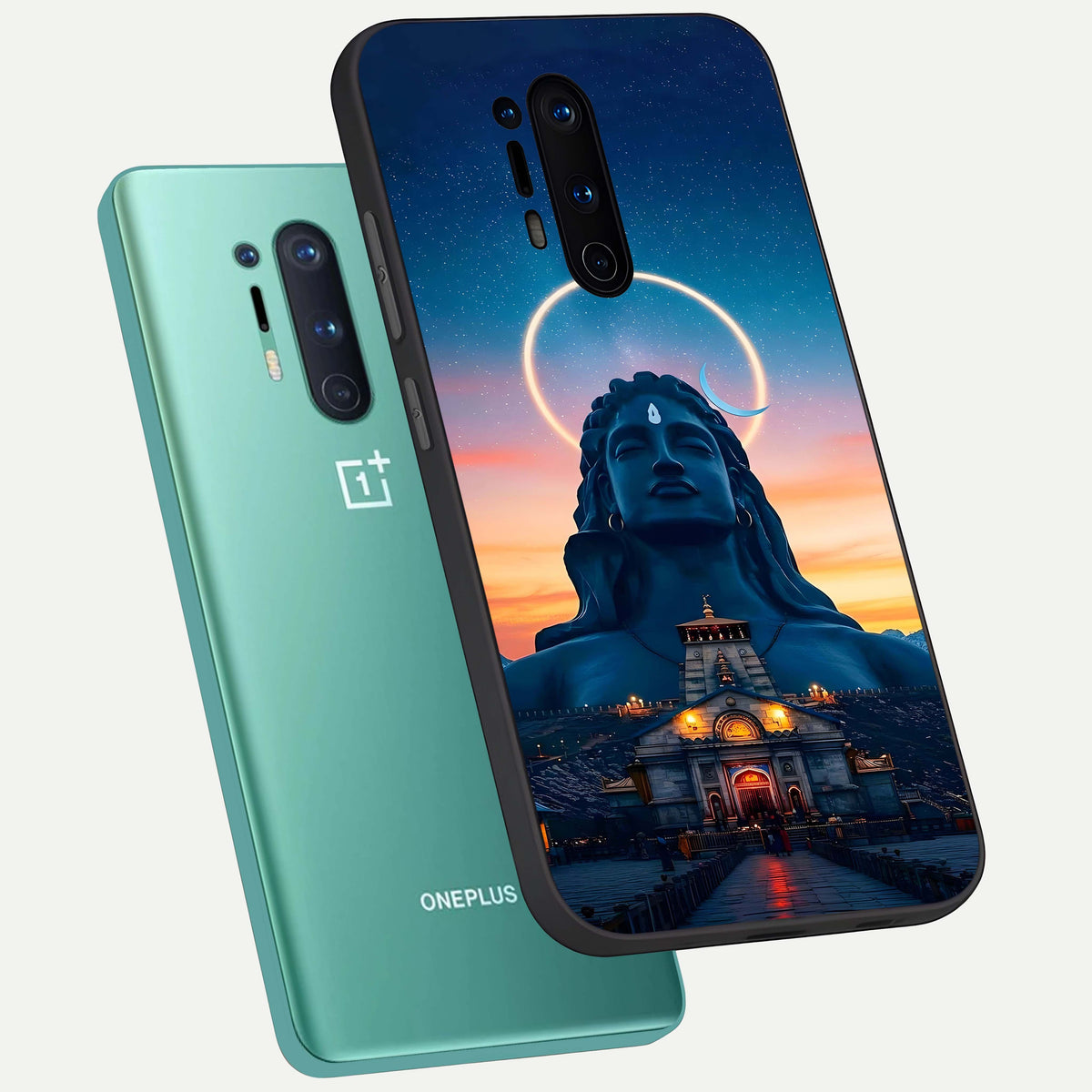  Eternal Shiva Aura phone case For OnePlus 8 Pro showing premium glass back cover with detailed artwork
