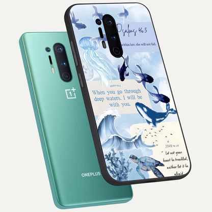  Faithful Ocean Promise phone case For OnePlus 8 Pro showing premium glass back cover with detailed artwork