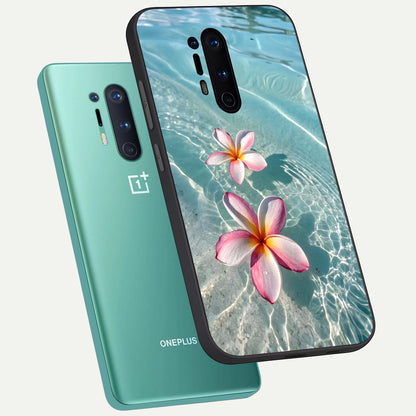  Floating Bloom Bliss phone case For OnePlus 8 Pro showing premium glass back cover with detailed artwork