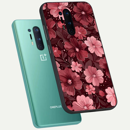 Flower Blush Bloom phone case For OnePlus 8 Pro showing premium glass back cover with detailed artwork