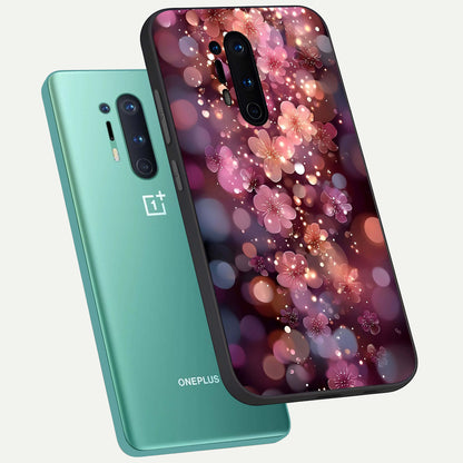  Glowing Petal Bliss phone case For OnePlus 8 Pro showing premium glass back cover with detailed artwork