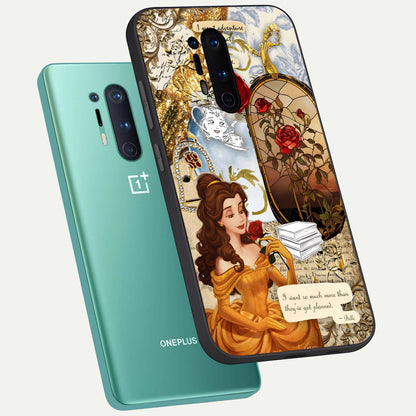  Golden Dream Belle phone case For OnePlus 8 Pro showing premium glass back cover with detailed artwork