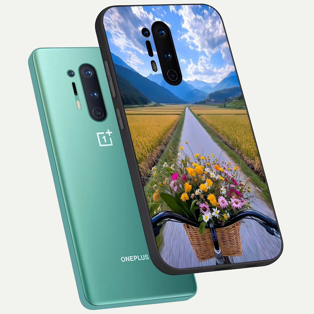  Golden Field Journey phone case For OnePlus 8 Pro showing premium glass back cover with detailed artwork