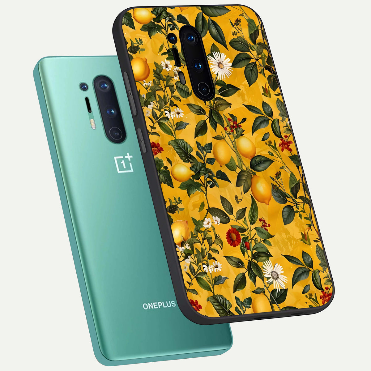  Golden Lemon Field phone case For OnePlus 8 Pro showing premium glass back cover with detailed artwork