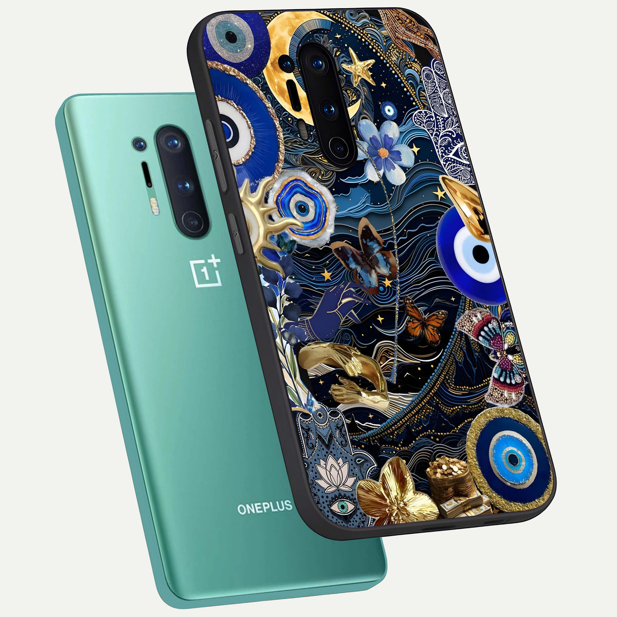 Golden Moon Magic phone case For OnePlus 8 Pro showing premium glass back cover with detailed artwork