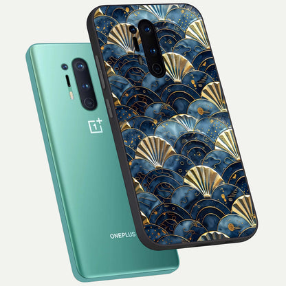  Golden Wave Luxe phone case For OnePlus 8 Pro showing premium glass back cover with detailed artwork