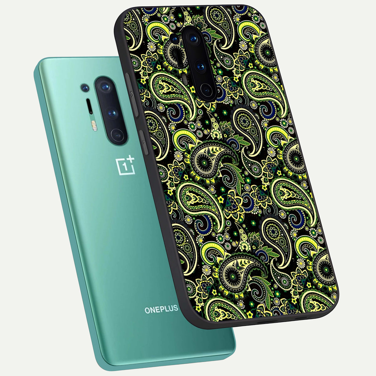  Green Lemon phone case For OnePlus 8 Pro showing premium glass back cover with detailed artwork