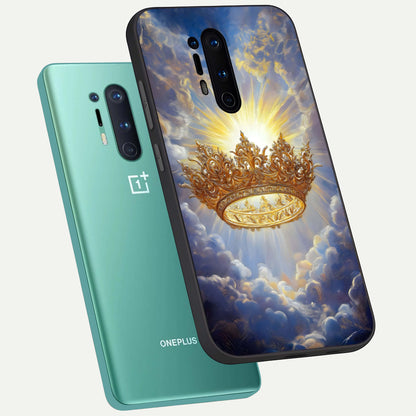  Heavenly Crown Light phone case For OnePlus 8 Pro showing premium glass back cover with detailed artwork