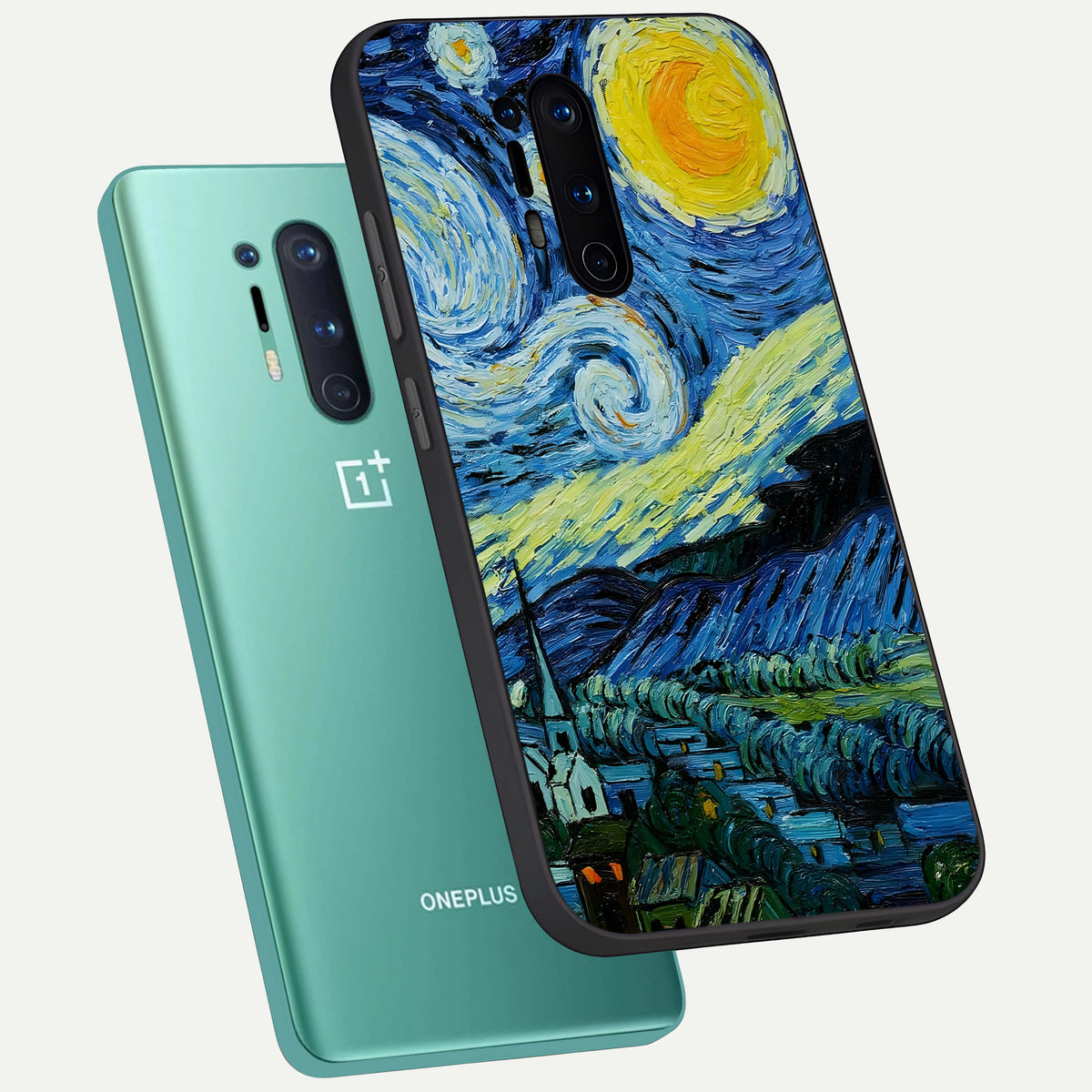  Inspired Van Gogh Art phone case For OnePlus 8 Pro showing premium glass back cover with detailed artwork
