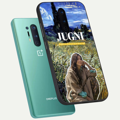  Jugni Soul Vibes phone case For OnePlus 8 Pro showing premium glass back cover with detailed artwork