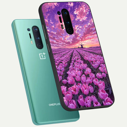  Lavender Dream Skies phone case For OnePlus 8 Pro showing premium glass back cover with detailed artwork