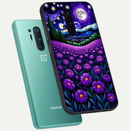  Lavender Moon Field phone case For OnePlus 8 Pro showing premium glass back cover with detailed artwork