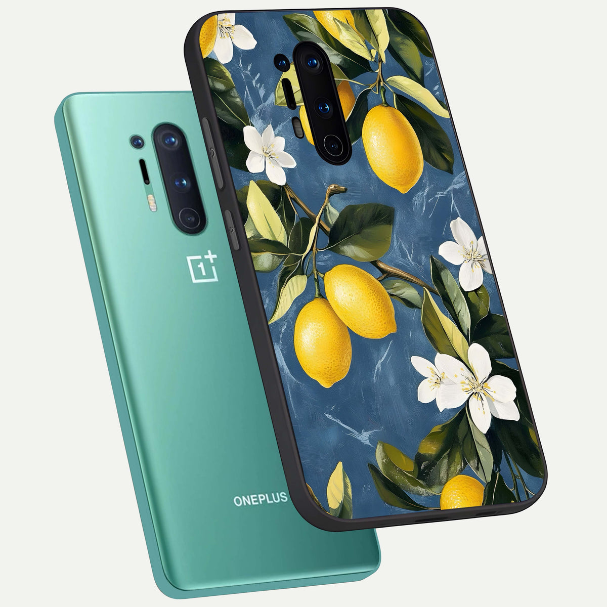  Lemon Dream Garden phone case For OnePlus 8 Pro showing premium glass back cover with detailed artwork